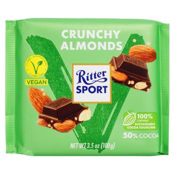 Шоколад черный Ritter Sport с хрустящим миндалем веган 50% 100г - купить, цены на NOVUS - фото 1