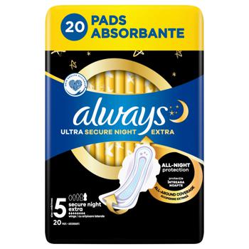 Прокладки гігієнічні Always Ultra Secure Night Extra 20шт - купити, ціни на Ідеал - фото 1