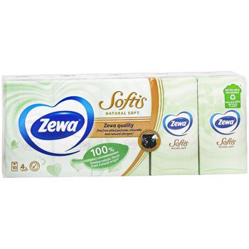 Платочки бумажные Zewa Natural Soft четырехслойные 10*9шт - купить, цены на КОСМОС - фото 3