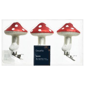 Decoris Mushroom on Clip Christmas Tree Decoration 6.5cm 3pcs - buy, prices for - photo 4