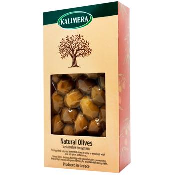 Оливки Kalimera Halkidiki Atlas з кісточкою 250г - купити, ціни на Епіцентр FOOD - фото 1