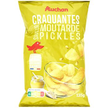 Auchan Wavy Potato Chips with Mustard Flavor 135g - buy, prices for - photo 1