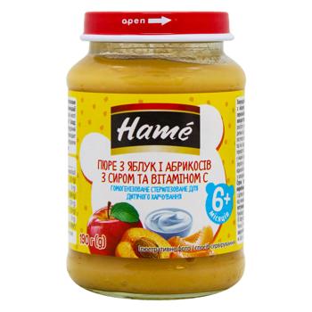 Hame Apple and Apricot with Cottage Cheese Puree 190g - buy, prices for COSMOS - photo 1