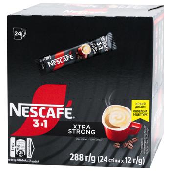 Напиток кофейный NESCAFÉ® 3-в-1 Xtra Strong растворимый в стиках 12г х 24шт - купить, цены на METRO - фото 1