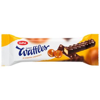 Цукерки Golpek вафельні глазуровані Sweet waffles у формі стіку з смаком карамелі 250 г - купить, цены на Эпицентр FOOD - фото 1