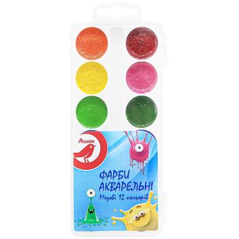 Краски Auchan акварельные 12 цветов - купить, цены на Auchan - фото 1