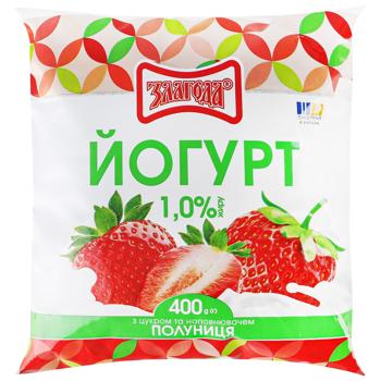 Йогурт Злагода Полуниця з цукром 1% 400г