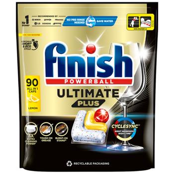 Finish Powerball ULtimate Plus Lemon Dishwasher Tablets All in 1 90pcs - buy, prices for COSMOS - photo 1