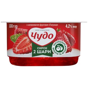 Chudo Strawberry Two-layer Curd Dessert 4.2% 100g - buy, prices for COSMOS - photo 2