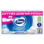 Туалетний папір Zewa Deluxe Delicate Care білий 3-шаровий 8шт