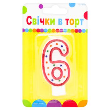 Свічка в торт Play with the Light цифра 6 - купити, ціни на Auchan - фото 1