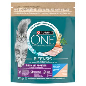 Корм сухой Purina One Выборочный аппетит с высоким содержанием трески и форелью для кошек 750г - купить, цены на КОСМОС - фото 1