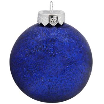 Шар елочный Безант глиттер прозрачный синий 8см - купить, цены на Auchan - фото 1