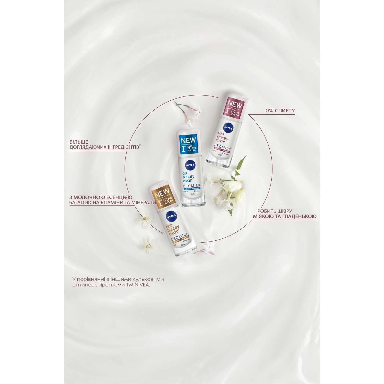 

Дезодорант Nivea Deo Beauty Elixir Deomilk Fresh для женщин шариковый 40мл