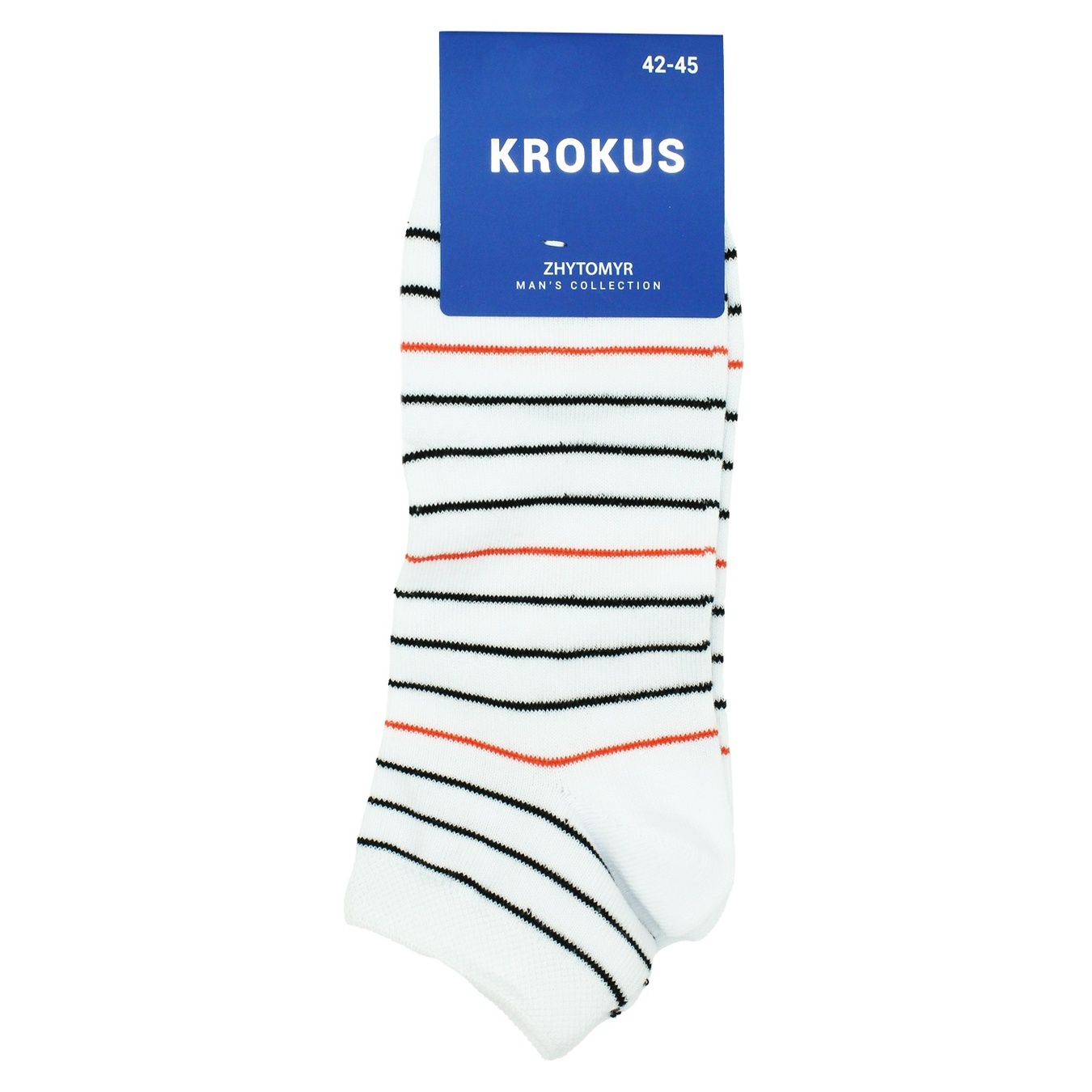 

Носки мужские Krokus короткие р.42-45 белые в черно-оранжевую полоску