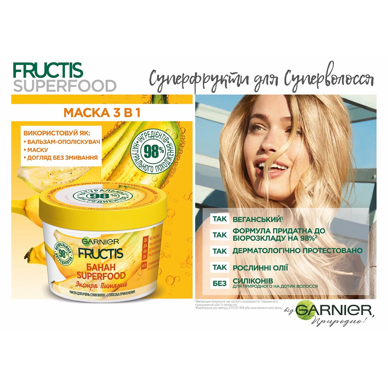 Маска Garnier Fructis Superfood Банан для сухих волос 390мл ️ доставка ...