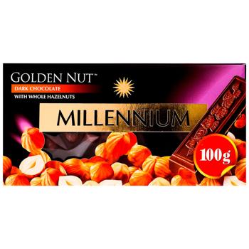 Шоколад черный Millennium Golden Nut с цельными лесными орехами 90г