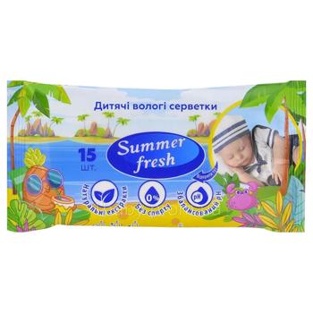 Салфетки влажные Summer Fresh детские 15шт - купить, цены на Чудо Маркет - фото 1