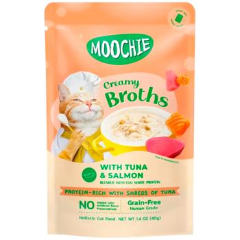 Корм вологий Moochie Сreamy Broths з тунцем та лососем для котів 40г - купити, ціни на MasterZoo - фото 1