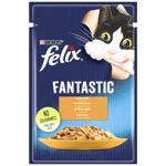 Корм вологий Felix Fantastic з індичкою для дорослих котів 85г