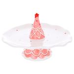 Bona Di Christmas Tree Ceramic Cake Stand 21.4x13.4cm Pink with White