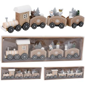 Украшение Поезд новогодний и 3 вагона 31см в ассортименте - купить, цены на - фото 2