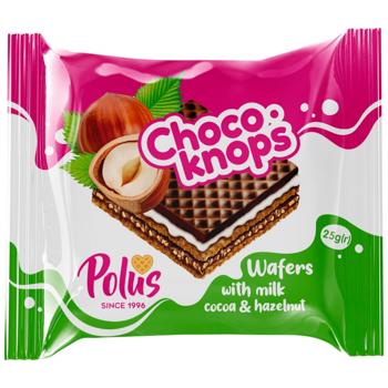Вафли Choco-Knops с молочными начинками с какао и фундуком 25г - купить, цены на Эпицентр FOOD - фото 1