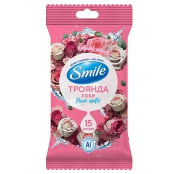 Серветки вологі Smile Троянда 15шт