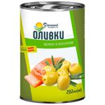 Оливки Домашні продукти зелені фаршировані лососем 292мл