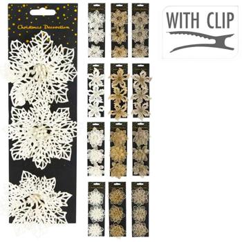 Украшение Mondex Цветок на клипсе 3шт в ассортименте