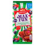 Шоколад молочный Корона Max Fun с клубникой малиной черникой черной смородиной взрывной карамелью и шипучими шариками 150г