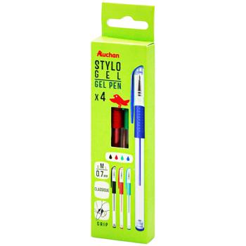 Auchan Set of Gel Pens 4 Colors 0.6mm 4pcs