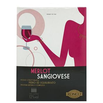 Вино Cantine Ronco Merlot Sangiovese червоне сухе 12% 3л - купити, ціни на Чудо Маркет - фото 2