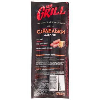 Сардельки Mr.Grill Дабл чиз с сыром вареные высший сорт охлажденные 100г - купить, цены на Auchan - фото 1