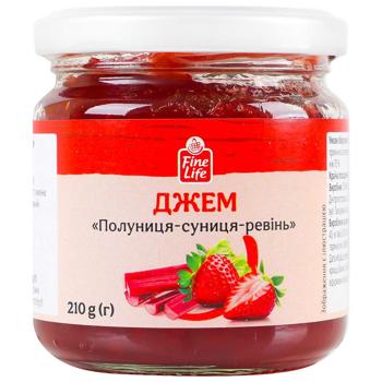 Джем Fine Life Полуниця-суниця-ревінь 210г - купити, ціни на METRO - фото 1