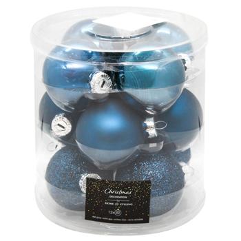 Набір ялинкових куль Koopman 60мм 12шт синіх