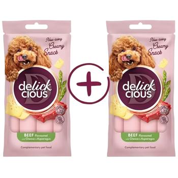 Ласощі для собак Delickcious з яловичиною, сиром та спаржею 8шт х 15г - купити, ціни на MasterZoo - фото 1