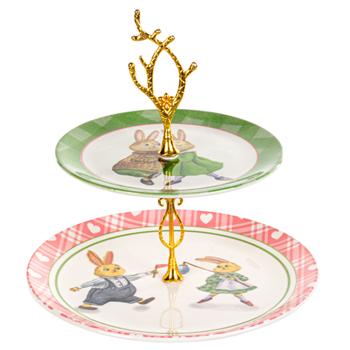 Alba Ceramic Bunny Two-Tier Plate 19cm and 26cm