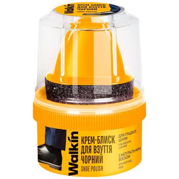 Крем-блеск для обуви Walkin для гладкой кожи черный 50г