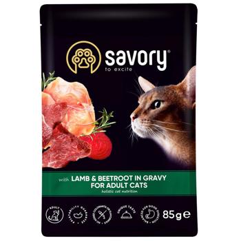 Savory Adult упаковка вологого корму для котів 22 шт х 85 г - ягня та буряк - купити, ціни на MasterZoo - фото 2