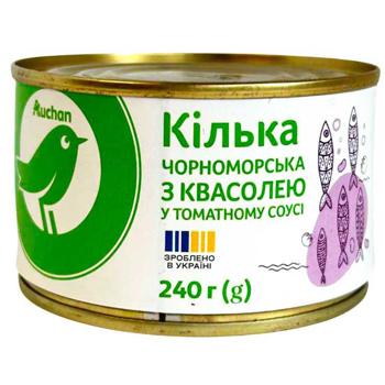 Auchan Black Sea Sprat with Beans in Tomato Sauce 240g - buy, prices for Auchan - photo 1