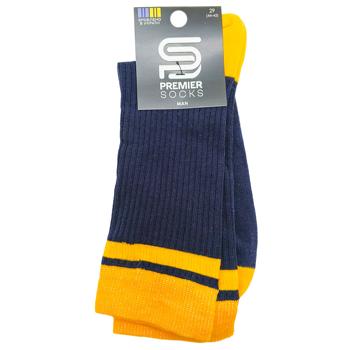 Шкарпетки Premier Socks чоловічі Рубчик контрастні п'ятка/мисок р.29 яскраво-жовтий+темно-синій - купити, ціни на Чудо Маркет - фото 1