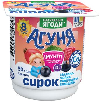 Творожок Агуня Иммунити Малина-черная смородина-шиповник 3,9% 90г - купить, цены на КОСМОС - фото 1