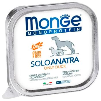 Корм вологий Monge Monoprotein Solo з качкою для собак всіх порід 150г - купити, ціни на MasterZoo - фото 1
