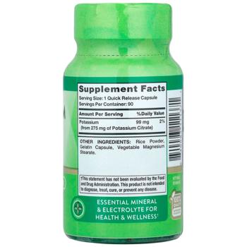 Калій цитрат, Potassium Citrate, Nature's Truth, 275 мг, 90 капсул швидкого вивільнення - купить, цены на Biotus - фото 2