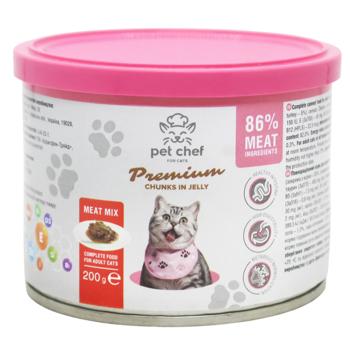 Корм влажный Pet Chef мясной микс для кошек 200г
