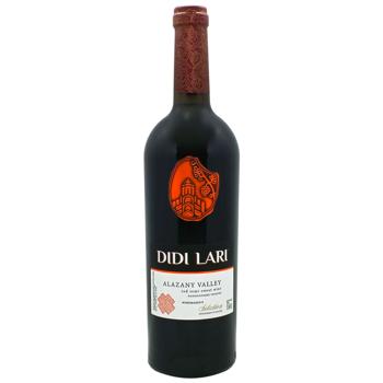 Вино Didi Lari Алазанская Долина красное полусладкое 9-13% 0,75л - купить, цены на Чудо Маркет - фото 1
