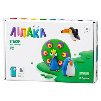 Набір пластиліну Lipaka Птахи пінгвін, павич, тукан твердіє на повітрі