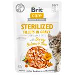 Корм влажный Brit Care с лососем и тунцем для стерилизованных кошек 85г