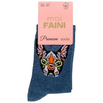 Moi Faini Bulldog Women's Blue Jeans Socks Size 35-37 - buy, prices for - photo 1